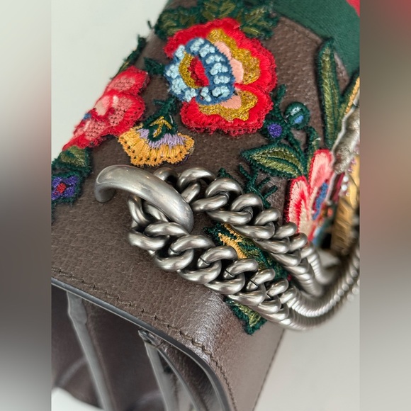 GUCCI Calfskin Web Owl Embroidered Medium Dionysus Shoulder Bag New Acero ~ NWT - Picture 15 of 16